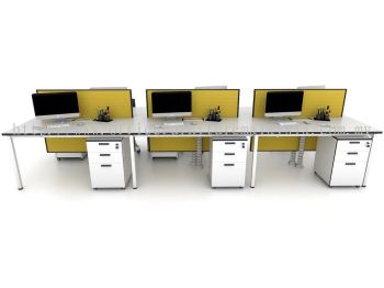 6 pax office workstation with hanging partition and metal U leg