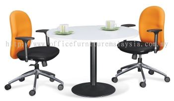 Round discussion table with drum black leg