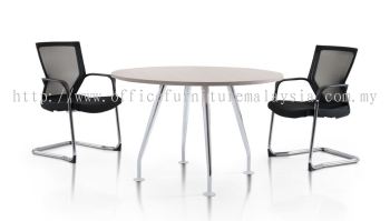Round discussion table with elegant Ixia chrome leg