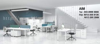 White series office workstation with frameless panel