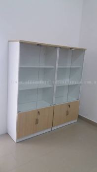 Book shelf glass cabinet Maple and White 