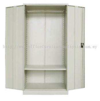 Full height wardrobe with steel swinging door with 1 hanging rod