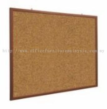 Cork bulletin board with wooden frame