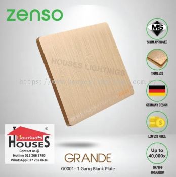 Zenso - Grande Series 1 Gang Blank Plate - Gold Color G0001
