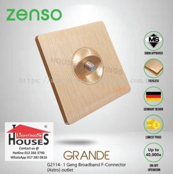 Zenso - Grande Series 1 Gang Broadband F-Connector (Astro) Outlet - Gold G2114