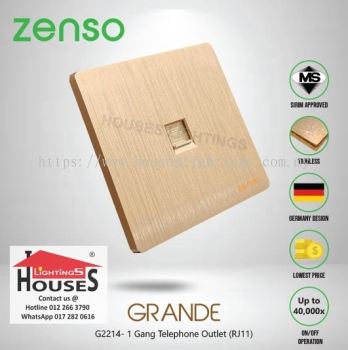 Zenso - Grande Series 1 Gang Telephone Outlet (RJ11) - Gold G2214
