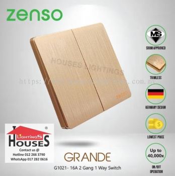 Zenso - Grande Series 2 Gang 1 Way Switch - Gold Color G1021