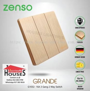Zenso - Grande Series 3 Gang 2 Way Switch - Gold G1032