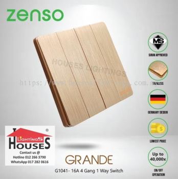 Zenso - Grande Series 4 Gang 1 Way Switch - Gold G1041