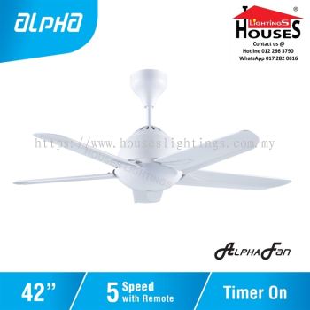 ALPHA AlphaFan - AX20 WH 5B 42 Inch Ceiling Fan with 5 Blades (5 Speed Remote)