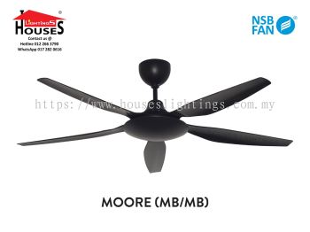 MOORE - MATT BLACK-5B(56")-NSB - 5 Blades (6 Speed Remote)