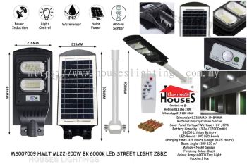 22 - 200W BK SOLAR STREET LIGHT LED-DL (7009)