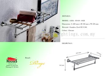 DINGS H019-SCH S.STEEL(SUS304) TOWEL HANGER
