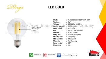DINGS 09033 6W WW G95 LED BULB(DIMMABLE)