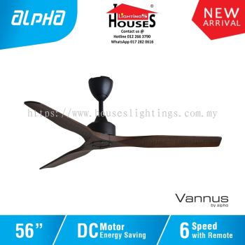 ALPHA Vannus - KS1 3B 56 Inch DC Motor Ceiling Fan with 3 Blades (6 Speed Remote)