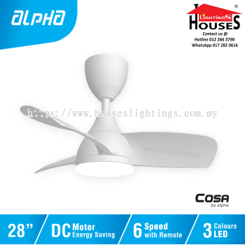 ALPHA Cosa - Nano 28 Inch LED Ceiling Fan with 3 Blades (6 Speed Remote) - Matt White