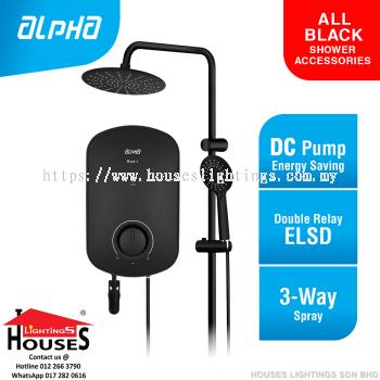 ALPHA - EVO i Rain Shower Instant Water Heater (DC Pump) - All Black