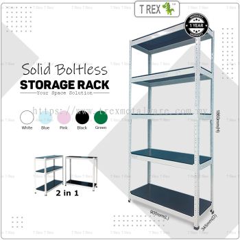 T Rex Solid 5 Tier Steel Boltless Storage Rack Bookcase (Black)