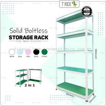 T Rex Solid 5 Tier Steel Boltless Storage Rack File Rack (Green)