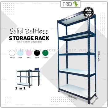T Rex Solid 5 Tier Steel Boltless Storage Rack Warehouse Rack (White)