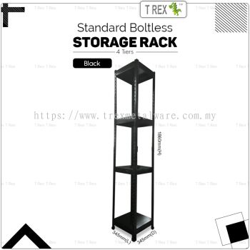 T Rex Standard 4 Tier Steel Boltless Storage Rack Display Rack Stand (Black)