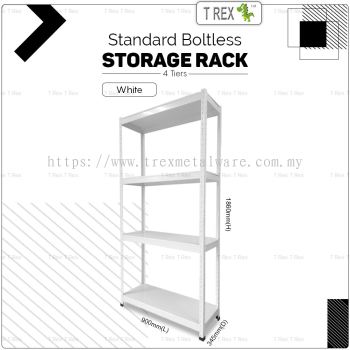 T Rex Standard 4 Tier Steel Boltless Storage Rack (White)