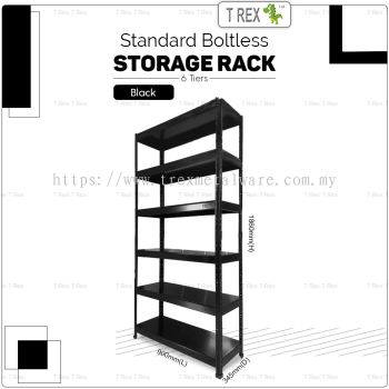 T Rex Standard 6 Tier Steel Boltless Storage Rack Organizer Rack (Black)