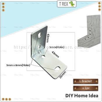 T Rex DIY 25mmx43mmx43mm L Shape Metal Bracket (Zinc)