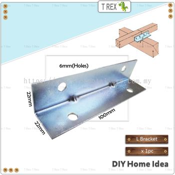 T Rex DIY 22mmx22mmx100mm L Shape Metal Bracket (Zinc)