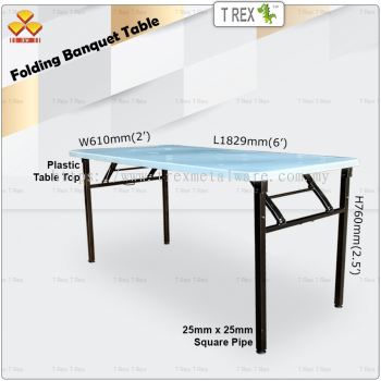 3V 2' x 6' Folding Banquet Table with Plastic Table Top