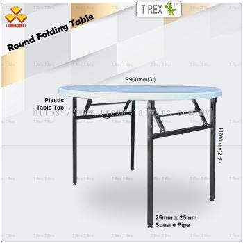 3V 3' Round Folding Banquet Table with Plastic Table Top