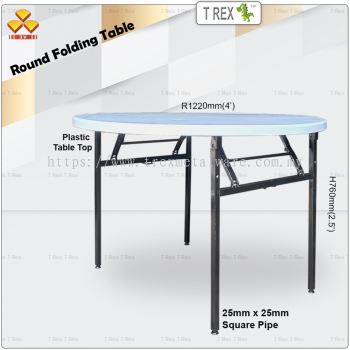 3V 4' Round Folding Banquet Table with Plastic Table Top