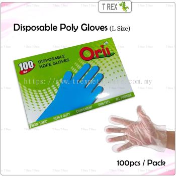 100pcs Oril Disposable Poly Gloves - L Size