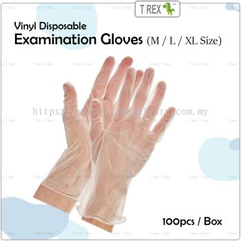 100pcs Disposable Vinyl Examination Gloves - M / L / XL Size
