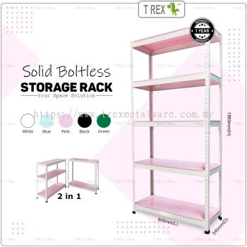 T Rex Solid 5 Tier Steel Boltless Storage Rack Display Rack (Pink)