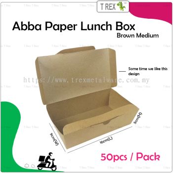 50pcs Abba Brown Disposable Paper Lunch Box - Medium