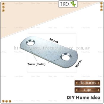 T Rex DIY 22mm x 59mm Furniture Flat Bracket (Zinc)