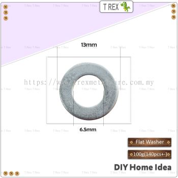 [100g] T Rex DIY M6 x 13mm Flat Washer (140pcs +-)(Zinc)