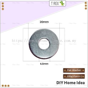 [100g] T Rex DIY M6 x 20mm Flat Washer (35pcs +-)(Zinc)