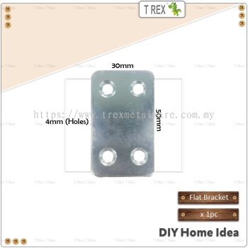 T Rex DIY 30mm x 50mm Furniture Flat Bracket (Zinc)