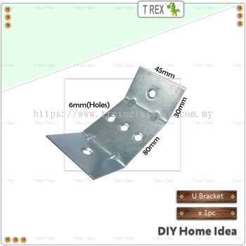 T Rex DIY 45mmx30mmx80mm U Shape Corner Metal Bracket (Zinc)