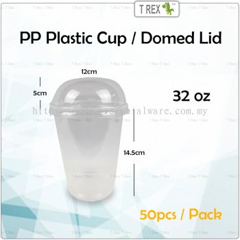 50pcs 32oz PP Plastic Cup / Domed Lid