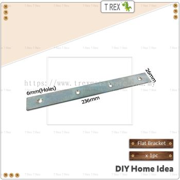 T Rex DIY 26mm x 236mm Furniture Flat Bracket (Zinc)