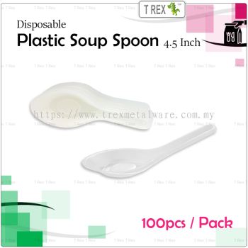 [ECON] 100pcs Disposable Plastic Shanghai Soup Spoon - 4.5 Inch