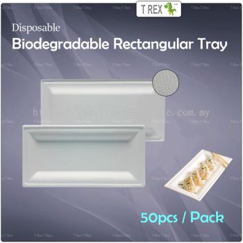 50pcs Disposable Biodegradable Rectangular Tray