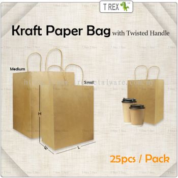 25pcs Brown Gift Paper Bag/ Kraft Paper Bag with Twisted Handle