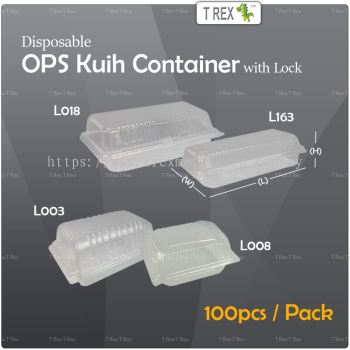 100pcs Disposable OPS Kuih Container With Lock