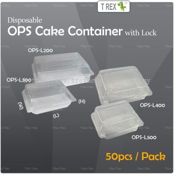 50pcs Disposable Square OPS Cake Container With Lock