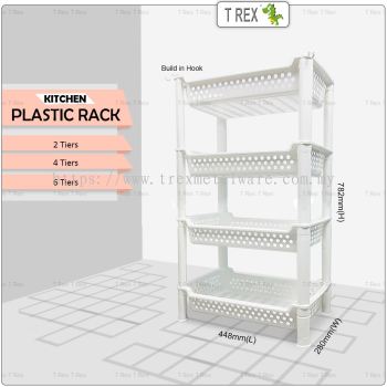 T Rex 2, 4 or 6 Tiers Plastic Kitchen Rack With Hook