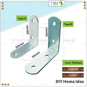 T Rex DIY Multi Use 4 Holes L Shape Metal Bracket (Zinc)